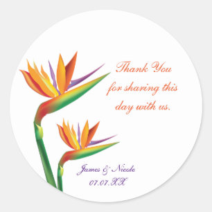 Oiseau du Paradis Stickers Mariage Tropical Favor