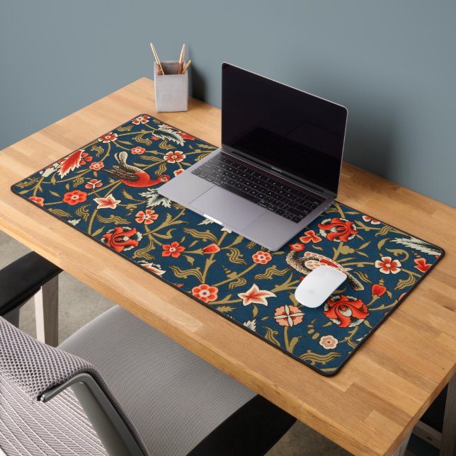 Oiseau et fleurs Perse Motif bleu rouge (Bureau 2)