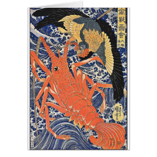 Oiseau et homard Bois japonais Ukiyo-E