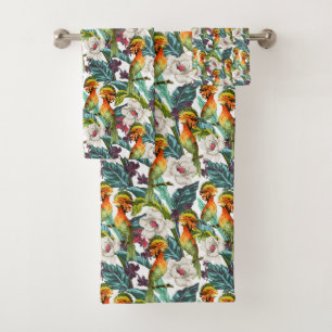 Oiseau et motif de fleur exotique
