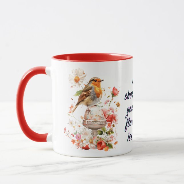 Oiseau floral avec tasse de glace (Gauche)