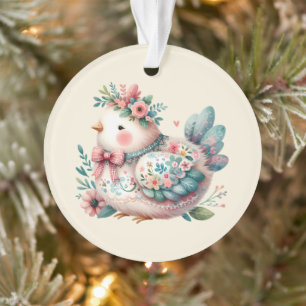 Oiseau Folklorique Floral au Charme Bohème Pastel