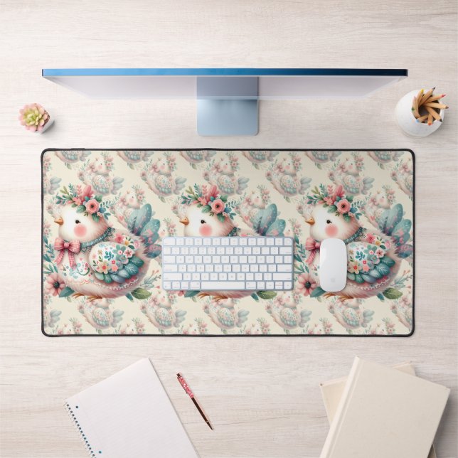Oiseau folklorique floral au charme Pastel Boho (Bureau 1)
