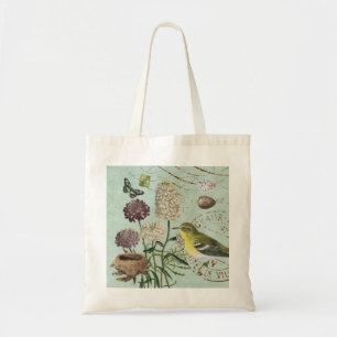 Oiseau français vintage et sac fourre-tout floral