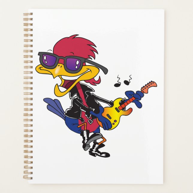 Oiseau Géant Routier Rockstar Jouant de la Guitare (Devant)