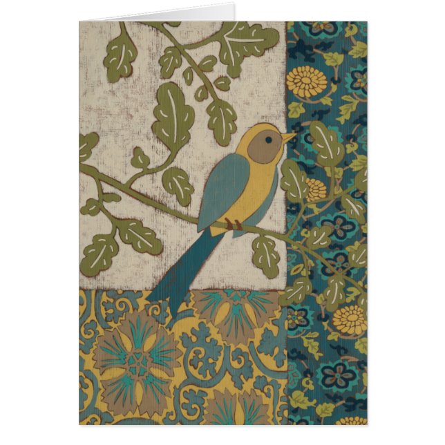 Oiseau jaune et bleu Turquoise perché sur une bran (Devant)