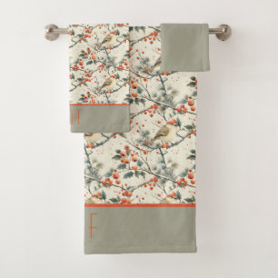 Oiseau Monogramme Antique Vintage Holly Couleurs N