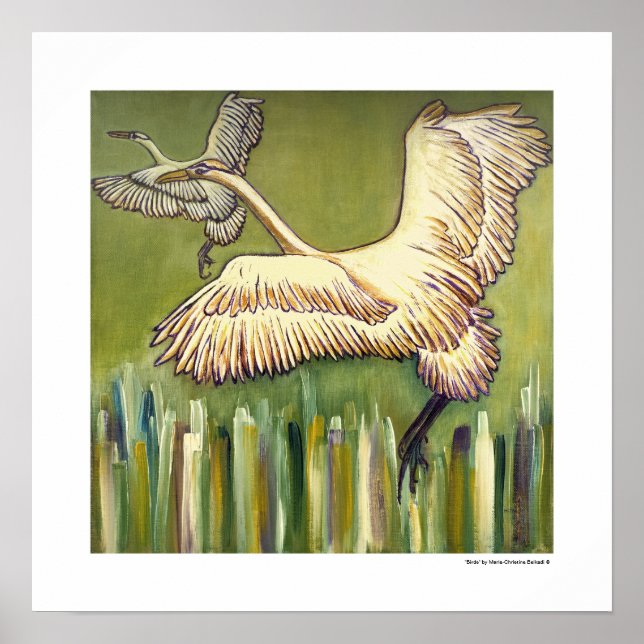 Oiseau Nature Paysage Peinture Poster Cadeaux Art (Devant)