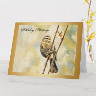 Oiseau-noir à ailes rouges - Carte d'anniversaire