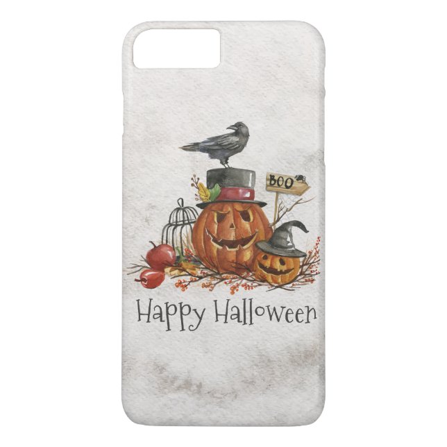 Oiseau noir d'Halloween et Citrouilles | Coque de  (Dos)