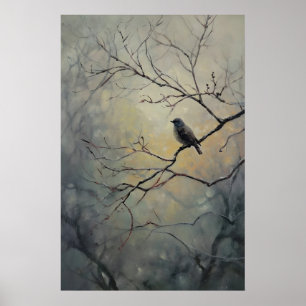 Oiseau perché sur l'arbre Dark Academia, Art mural
