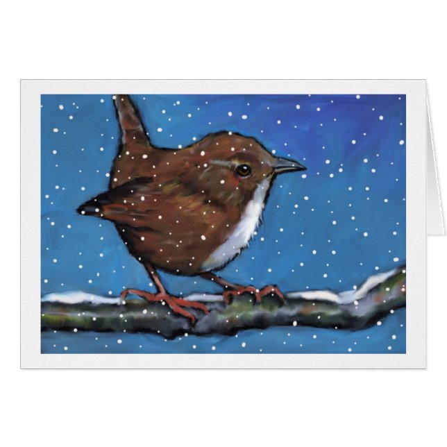 Oiseau : Petit roitelet en hiver : Peinture (Devant horizontal)