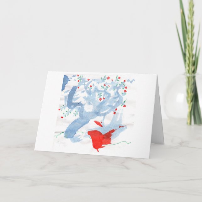 Oiseau rouge et carte de note rouge-berried (Devant)