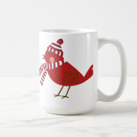 Oiseau rouge mignon avec écharpe et Mug de Noël Ca