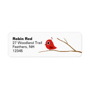 Oiseau rouge mignon sur des étiquettes de adresse