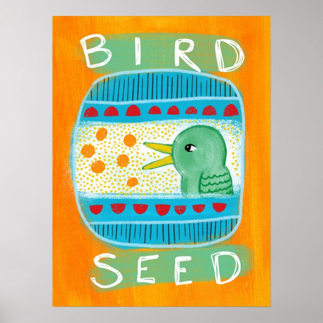 Oiseau Seed Poster Wall Art - Drôle Oiseau (Devant)