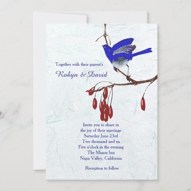 Oiseau sur la Faire-part de mariage de la branche (Devant)