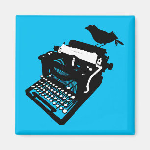 Oiseau sur un aimant de machine à écrire (arriè