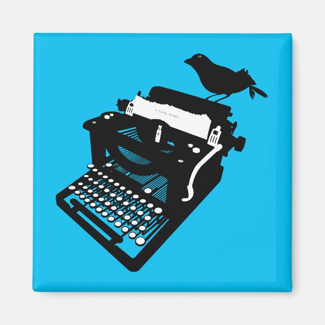 Oiseau sur un aimant de machine à écrire (arrière  (Devant)