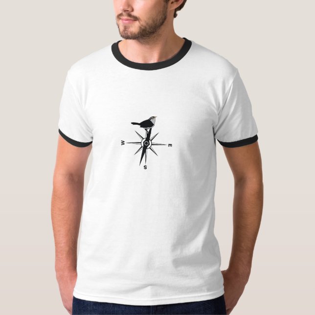 Oiseau sur un T-shirt de boussole (Devant)