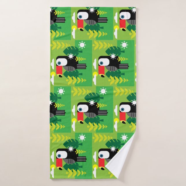 Oiseau tropical du Toucan (Serviette de bain)