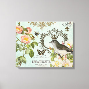 Oiseau vintage français avec toile tendue de couro