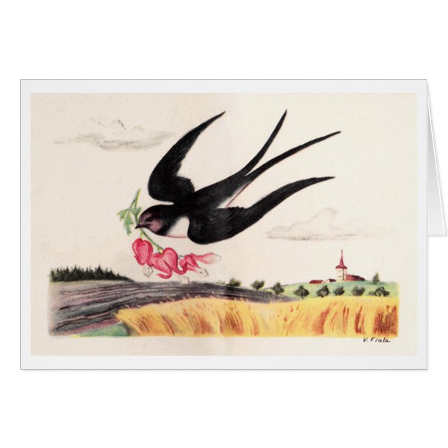 Oiseau Volant Avec Fleurs (Devant horizontal)
