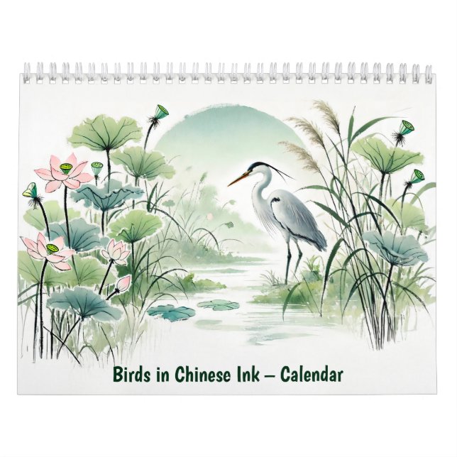 Oiseaux à l'encre chinoise – Calendrier (Protection)