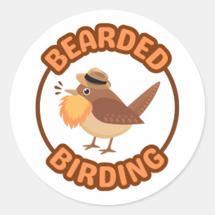 Oiseaux à oreilles avec Stickers à barbe orange