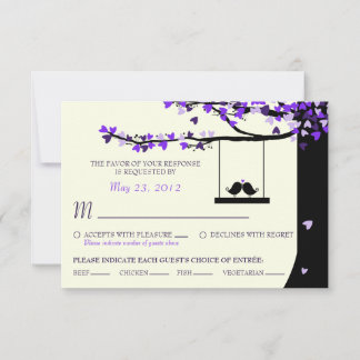 Oiseaux amoureux chute des cœurs Chêne RSVP (Repas