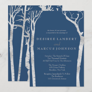 Oiseaux argentés Invitations de mariage