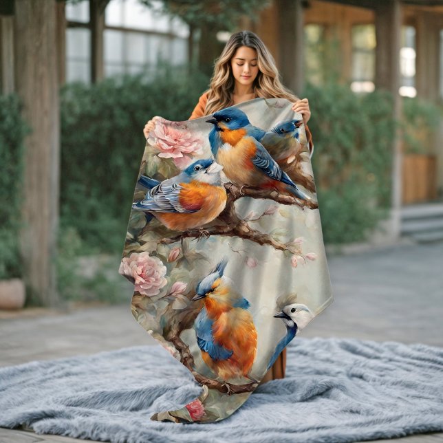 Oiseaux avec couverture à fleurs (Birds with Flowers Blanket)