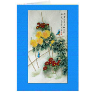 Oiseaux bleus antiques de peinture chinoise