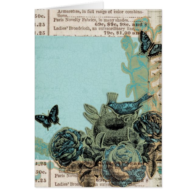 Oiseaux bleus et Roses, Alles Gute Zum Geburtstag (Devant)