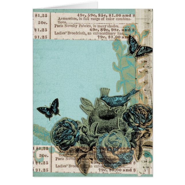 Oiseaux bleus et Roses, Alles Gute Zum Geburtstag (Devant)