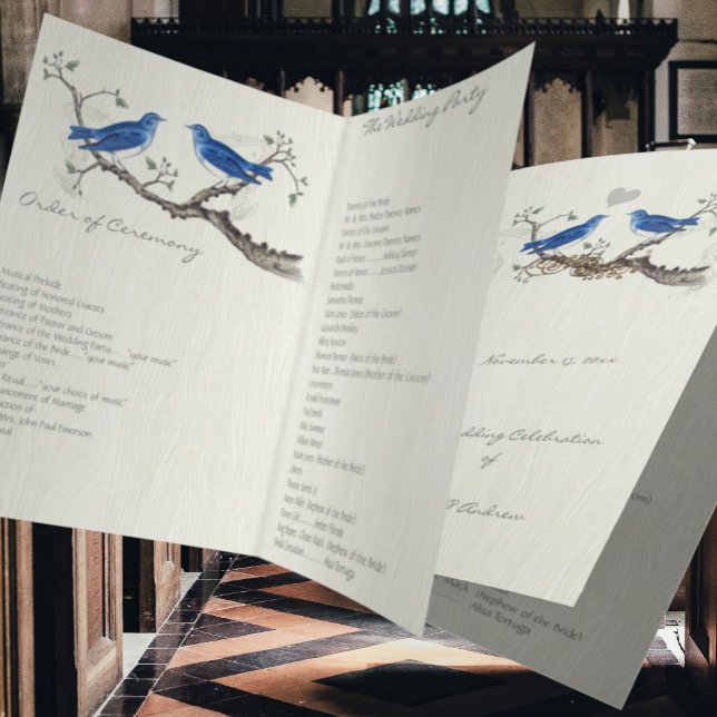Oiseaux bleus vintage  Programme bois veiné (Créateur téléchargé)
