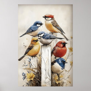 Oiseaux Boho sur Impression de Clôture, Nursery Ru