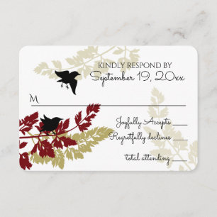 Oiseaux boisés rustiques Burgundy Gold RSVP