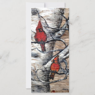 Oiseaux cardinaux rouges perchés sur une carte de 