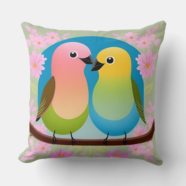 🐦 Oiseaux Chanteurs de Dessin Animé Coussin Décor (Recto)