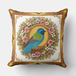 🕊️ Oiseaux chanteurs floraux Coussin de décoratio