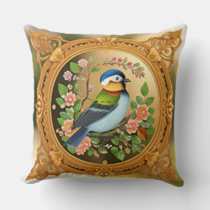 🐦 Oiseaux chanteurs Jeté Coussin Branche Florale