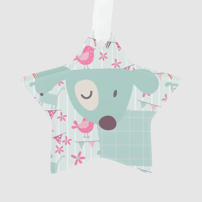 Oiseaux, Chiens, Bannières, Fleurs (dos)