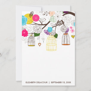 Oiseaux colorés Baby shower floral Invitation