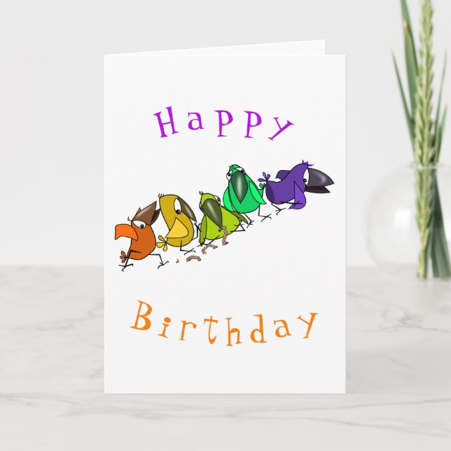 Oiseaux colorés drôle Carte d'anniversaire (Devant)