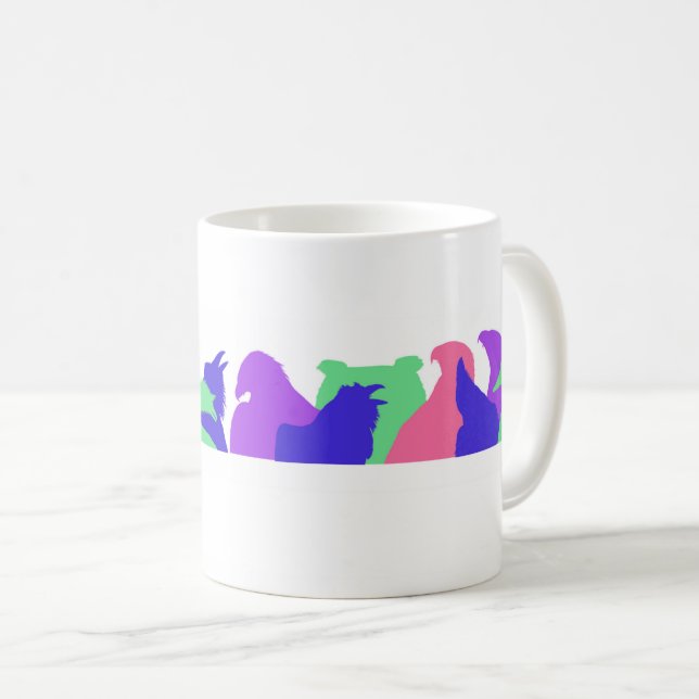 Oiseaux colorés Silhouette Mug (Devant droit)