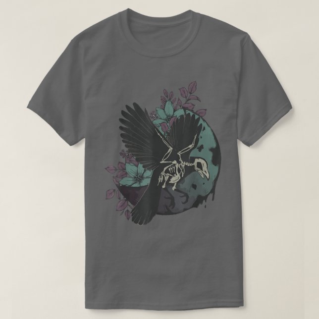 Oiseaux Corbeau Squelette Art Sombre Crow T-Shirt (Design devant)