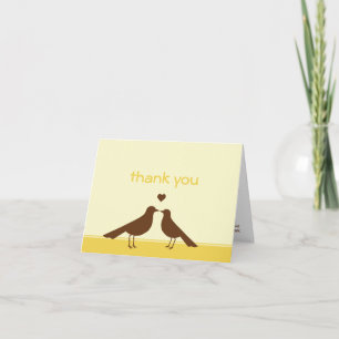 Oiseaux d'amour contemporains jaune marron merci
