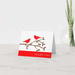 Oiseaux d'amour rouges Merci
