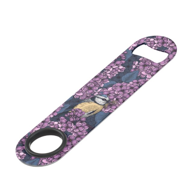 Oiseaux dans le jardin violet lilas (Devant angulaire)